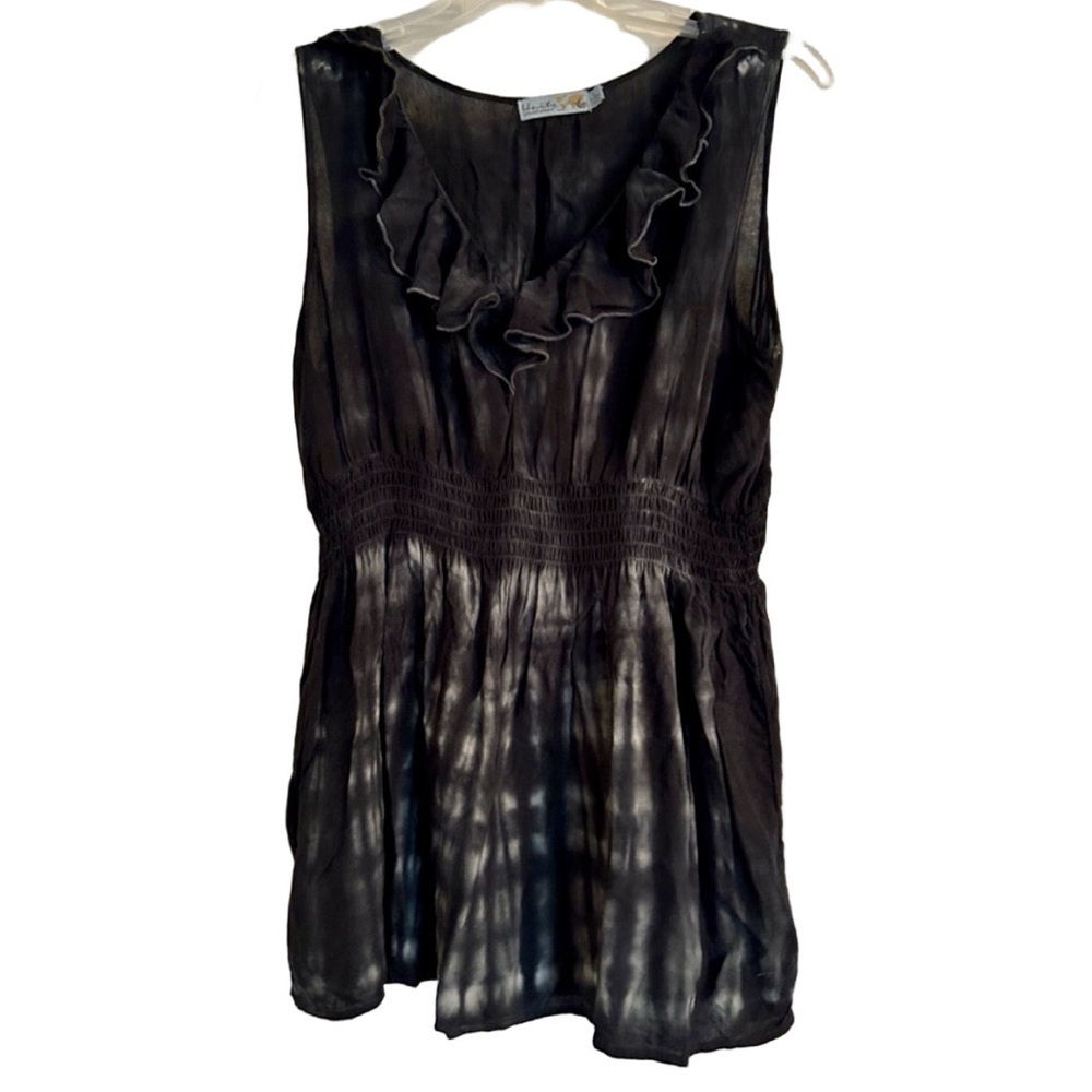 🔵Unity Black Tie Dye Sleeveless Women’s Top Size L